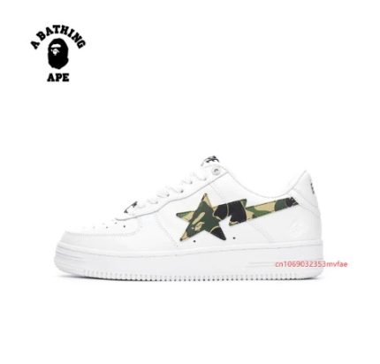 A Bathing Ape Sport White Camo Shoes