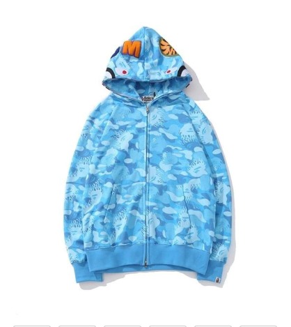 Bape Blue Camo Hoodie Men Women