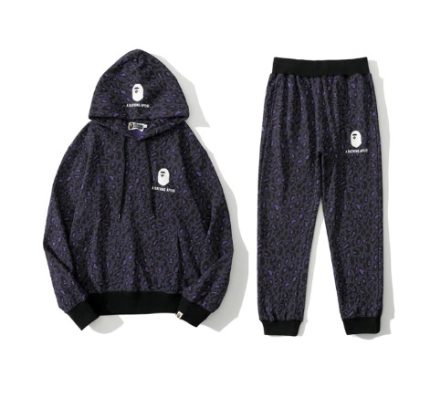 Bape White Logo Print Tracksuit Men Women